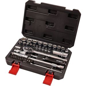 Am-tech - 52PC 1/4 & 3/8 12 point socket ratchet extension bar bit set with case I0635 Am-tech - 52PC 1/4 & 3/8 12 point socket ratchet extension bar bit set with case I0635