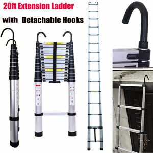 DAYPLUS 20FT Tall Telescoping Ladder Extension Collapsible Ladders Aluminum with Hooks DAYPLUS 20FT Tall Telescoping Ladder Extension Collapsible Ladders Aluminum with Hooks