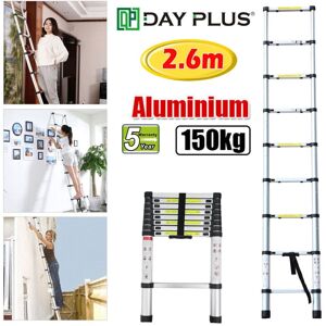 DAYPLUS 2.6M Folding Step Aluminum Telescoping Collapsible Climbing Roof Ladder EN131 9 Steps DAYPLUS 2.6M Folding Step Aluminum Telescoping Collapsible Climbing Roof Ladder EN131 9 Steps