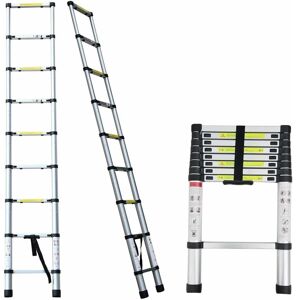 BRIEFNESS 2.6M Multi-Use Aluminum Telescopic Ladder Heavy Duty Folding Extension Ladder BRIEFNESS 2.6M Multi-Use Aluminum Telescopic Ladder Heavy Duty Folding Extension Ladder