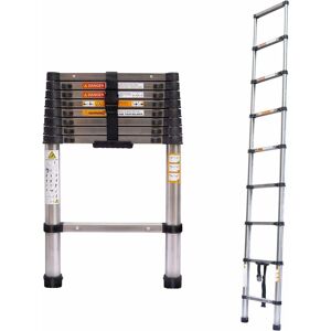 BRIEFNESS 2.6M Telescopic Extension Ladder, Multi-Purpose Folding Telescoping Ladder, Heavy Duty Stainless Steel Portable Retractable Loft Ladder for Roof BRIEFNESS 2.6M Telescopic Extension Ladder, Multi-Purpose Folding Telescoping Ladder, Heavy Duty Stainless Steel Portable Retractable Loft Ladder for Roof