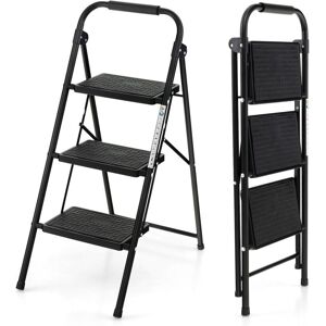 COSTWAY Folding 3 Step Ladder Heavy Duty Safety Anti-Slip Stool Portable Step Stool COSTWAY Folding 3 Step Ladder Heavy Duty Safety Anti-Slip Stool Portable Step Stool