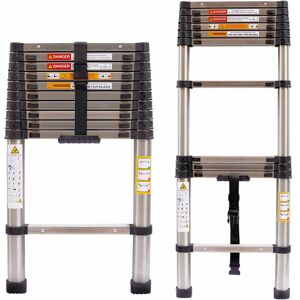 BRIEFNESS 3.2M Telescopic Ladder Stainless Steel Ladders, Extendable Multi-Purpose Folding Step Ladders with Locking Button, 11 Adjustable Steps for rv Outdoor BRIEFNESS 3.2M Telescopic Ladder Stainless Steel Ladders, Extendable Multi-Purpose Folding Step Ladders with Locking Button, 11 Adjustable Steps for rv Outdoor