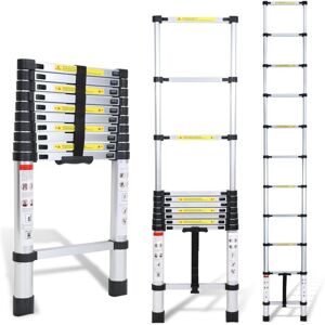 NORCKS 3.2M Telescopic Ladders, Folding Telescopic Ladder, Aluminum Alloy Telescopic Ladder, Maximum Load Capacity 150kg NORCKS 3.2M Telescopic Ladders, Folding Telescopic Ladder, Aluminum Alloy Telescopic Ladder, Maximum Load Capacity 150kg