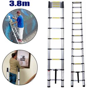 DAYPLUS 3.8M 12.5FT Aluminum Telescoping Collapsible Roof Climbing Ladder for Home Loft DAYPLUS 3.8M 12.5FT Aluminum Telescoping Collapsible Roof Climbing Ladder for Home Loft