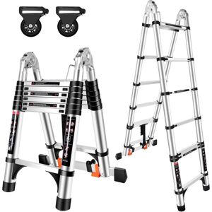 NORCKS 4.4M(2.2+2.2) Telescopic Ladder, Folding Ladder with Removable Pulley, Aluminum Telescopic Stepladder, Load 150kg NORCKS 4.4M(2.2+2.2) Telescopic Ladder, Folding Ladder with Removable Pulley, Aluminum Telescopic Stepladder, Load 150kg
