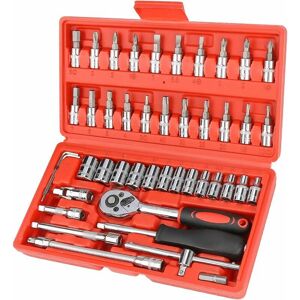 Hoopzi - 46 pcs Socket Set Repair Tool, 1/4-Inch Wrench Ratchet Drive Kit Sets Auto Repair Combination Portable Mixed Tool Set Hand Kit with Plastic Hoopzi - 46 pcs Socket Set Repair Tool, 1/4-Inch Wrench Ratchet Drive Kit Sets Auto Repair Combination Portable Mixed Tool Set Hand Kit with Plastic