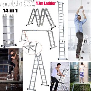 DAYPLUS 4.7m 15.4ft MultiPurpose Aluminum Folding Extension Ladder Adjustable Step 14IN1 DAYPLUS 4.7m 15.4ft MultiPurpose Aluminum Folding Extension Ladder Adjustable Step 14IN1