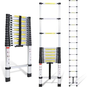 NORCKS 4.7M Telescopic Ladders, Folding Telescopic Ladder, Aluminum Alloy Telescopic Ladder, Maximum Load Capacity 150kg NORCKS 4.7M Telescopic Ladders, Folding Telescopic Ladder, Aluminum Alloy Telescopic Ladder, Maximum Load Capacity 150kg