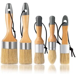 IKODM 5 Pack Chalk and Wax Paint Brushes - for Painting and Waxing Projects - Natural Boar Bristle Ergonomic Handles Milk Paint Stencil Brushes for Wood IKODM 5 Pack Chalk and Wax Paint Brushes - for Painting and Waxing Projects - Natural Boar Bristle Ergonomic Handles Milk Paint Stencil Brushes for Wood