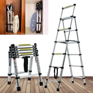 BRIEFNESS 5+6 Aluminum Telescopic Folding Step Ladder 5.5FT Heavy Duty Telescoping Ladder 330lb Max Load Portable Multi-Purpose Meticulous Folding Ladder with BRIEFNESS 5+6 Aluminum Telescopic Folding Step Ladder 5.5FT Heavy Duty Telescoping Ladder 330lb Max Load Portable Multi-Purpose Meticulous Folding Ladder with