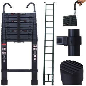 DAYPLUS 5M 16.5FT Telescopic Ladder with 2 Detachable Hook Aluminum Ladder Multi Purpose 330lbs Capacity EN131 DAYPLUS 5M 16.5FT Telescopic Ladder with 2 Detachable Hook Aluminum Ladder Multi Purpose 330lbs Capacity EN131