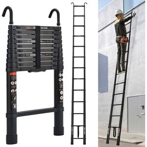 DAYPLUS 5M 16.5FT Telescopic Ladder with 2 Detachable Hook Aluminum Ladder Wide Step Multi Purpose 150KG Capacity DAYPLUS 5M 16.5FT Telescopic Ladder with 2 Detachable Hook Aluminum Ladder Wide Step Multi Purpose 150KG Capacity