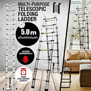 DAYPLUS 5M Aluminum Multi-use Extention Ladder Folding Telescopic a Frame 16 Steps EN131 DAYPLUS 5M Aluminum Multi-use Extention Ladder Folding Telescopic a Frame 16 Steps EN131