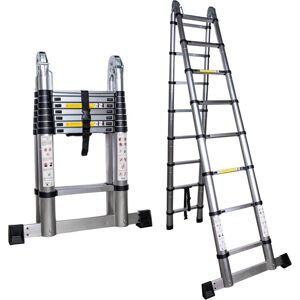 Samuel Alexander - 5m Lightweight Aluminium Hinged Telescopic Extendable Multi-Position Ladder & Step Ladder Samuel Alexander - 5m Lightweight Aluminium Hinged Telescopic Extendable Multi-Position Ladder & Step Ladder