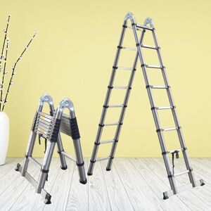 BRIEFNESS 5M Telescopic Ladder Stainless Steel Portable Folding A-Shape Extendable (2.5M+2.5M) Extension Ladders EN131 Load Capacity 330lbs BRIEFNESS 5M Telescopic Ladder Stainless Steel Portable Folding A-Shape Extendable (2.5M+2.5M) Extension Ladders EN131 Load Capacity 330lbs