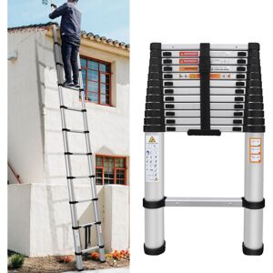 DAYPLUS 5M/16.4ft Aluminum Extension Folding Telescopic Loft Ladder Straight Attic EN131 DAYPLUS 5M/16.4ft Aluminum Extension Folding Telescopic Loft Ladder Straight Attic EN131