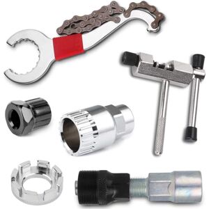 COOCHEER 6-piece multifunctional and durable bicycle cassette removal tool set for crank chain axle repair. COOCHEER 6-piece multifunctional and durable bicycle cassette removal tool set for crank chain axle repair.