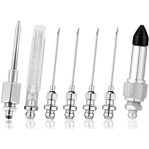 TEHTUY 7-piece Grease Pump Needle Set, Including 4 Grease Nozzles, 2 Grease Dispensers, 1 Rubber Nipple Adapter, Grease Injector for Small and Confined TEHTUY 7-piece Grease Pump Needle Set, Including 4 Grease Nozzles, 2 Grease Dispensers, 1 Rubber Nipple Adapter, Grease Injector for Small and Confined