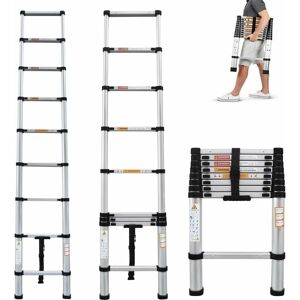 Dayplus - 8.5FT Aluminum Telescoping Collapsible Roof Climbing Ladder Loft EN131 Standard Dayplus - 8.5FT Aluminum Telescoping Collapsible Roof Climbing Ladder Loft EN131 Standard
