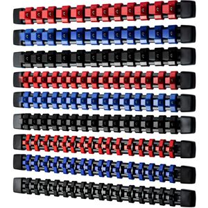 9pcs Socket Organiser Socket Holders Organizers 1/4-Inch 3/8-Inch 1/2-Inch Socket Organizer Socket Rail Clips Rack Holder Blue Red Socket Rails for 9pcs Socket Organiser Socket Holders Organizers 1/4-Inch 3/8-Inch 1/2-Inch Socket Organizer Socket Rail Clips Rack Holder Blue Red Socket Rails for