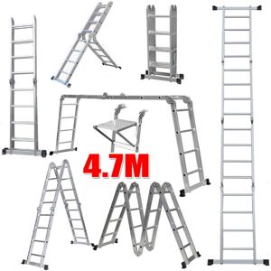 Briefness - Aluminium 4.7M Folding Ladder Multi-Position Purpose Step Ladders Platform Loft Briefness - Aluminium 4.7M Folding Ladder Multi-Position Purpose Step Ladders Platform Loft