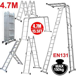 Briefness - Aluminium Folding Extesnion Ladder 4.7m Multi Position Purpose Platform 4X4 Step Briefness - Aluminium Folding Extesnion Ladder 4.7m Multi Position Purpose Platform 4X4 Step