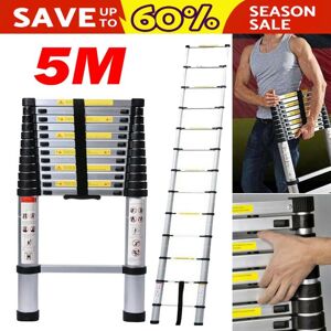 Briefness - Aluminium Folding Telescopic Ladder Step Ladder Multi-Purpose Extendable 5m/16ft Briefness - Aluminium Folding Telescopic Ladder Step Ladder Multi-Purpose Extendable 5m/16ft