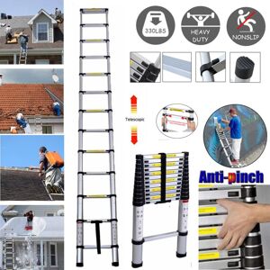 DAYPLUS Aluminum Telescopic Ladder 12.5FT/3.8M Straight Telescoping Ladder Non-Slip DAYPLUS Aluminum Telescopic Ladder 12.5FT/3.8M Straight Telescoping Ladder Non-Slip