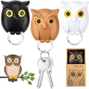 ALWAYSH Owl Key Hooks, 3 Pieces Adhesive Wall Key Holder Key Board for Wall Mounting, Creative Magnetic Key Holder with Open and Closed Eyes Design, for ALWAYSH Owl Key Hooks, 3 Pieces Adhesive Wall Key Holder Key Board for Wall Mounting, Creative Magnetic Key Holder with Open and Closed Eyes Design, for