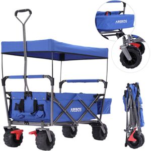 Arebos - Handcart with roof Handcart Transport cart Tool trolley Blue Arebos - Handcart with roof Handcart Transport cart Tool trolley Blue