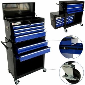 Arebos - Tool trolley Toolbox trolley 9 drawers with ball bearings Black / Blue Arebos - Tool trolley Toolbox trolley 9 drawers with ball bearings Black / Blue