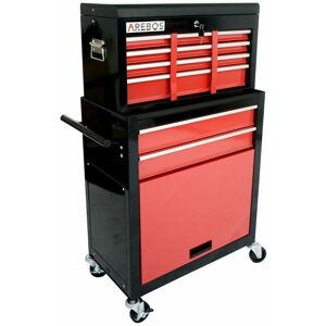 Arebos - Tool trolley Toolbox trolley 9 drawers with ball bearings Black / Red Arebos - Tool trolley Toolbox trolley 9 drawers with ball bearings Black / Red