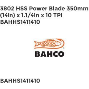 Bahco - 3802 hss Power Hacksaw Blade 350mm (14in) x 1.1/4in x 10 tpi BAHHS1411410 Bahco - 3802 hss Power Hacksaw Blade 350mm (14in) x 1.1/4in x 10 tpi BAHHS1411410