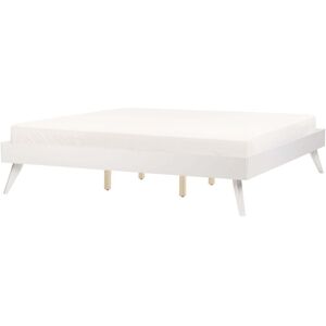 Beliani White MDF King Bed Frame - Scandinavian Minimalist Design Beliani White MDF King Bed Frame - Scandinavian Minimalist Design