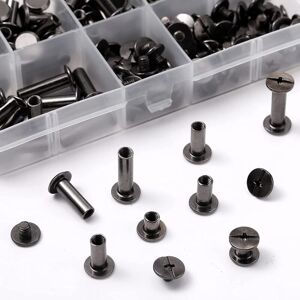 CSPARKV (Black)1 Set Chicago Screws Assortment Kit 6 Sizes Metal Round Cross Head Screws Post Chicago Screws Button for DIY Leather Decoration Bookbinding CSPARKV (Black)1 Set Chicago Screws Assortment Kit 6 Sizes Metal Round Cross Head Screws Post Chicago Screws Button for DIY Leather Decoration Bookbinding