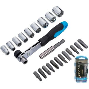 Blue Spot Tools - BlueSpot 22pc Screwdriver Bit Offset Ratchet Handle Socket Set 1/4' Hex Torx Pz Blue Spot Tools - BlueSpot 22pc Screwdriver Bit Offset Ratchet Handle Socket Set 1/4' Hex Torx Pz