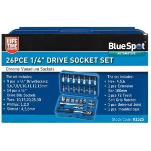 Blue Spot Tools - Bluespot 26Pc Screwdriver Socket Set Ratchet Bit Torx Philips Hex Screw 1/4 Drive Blue Spot Tools - Bluespot 26Pc Screwdriver Socket Set Ratchet Bit Torx Philips Hex Screw 1/4 Drive