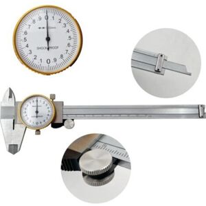 MCBOSON Caliper with dial gauge Stainless steel 150mm / 6” Comes with box Adjustable length MCBOSON Caliper with dial gauge Stainless steel 150mm / 6” Comes with box Adjustable length