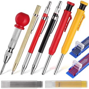 TORMATOR Carpenter's Pencil with Center Punch, Carbide Tip, Mechanical Carpenter Pencils, Deep Hole, 24-Piece Refill Pack, Solid Woodworking Pencils, Marking TORMATOR Carpenter's Pencil with Center Punch, Carbide Tip, Mechanical Carpenter Pencils, Deep Hole, 24-Piece Refill Pack, Solid Woodworking Pencils, Marking