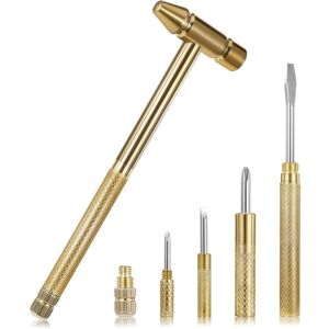 CCYKXA Small 6-in-1 hammer, mini portable multi-function metal hammer with flathead Phillips screwdriver and multi-function claw hammer (gold) CCYKXA Small 6-in-1 hammer, mini portable multi-function metal hammer with flathead Phillips screwdriver and multi-function claw hammer (gold)