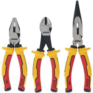 DeWalt VDE Insulated Pliers Set – 3-Piece with Ergonomic Handles, Non-Slip Contoured Gripping Slots, and Enhanced Shock Absorption for Safe and DeWalt VDE Insulated Pliers Set – 3-Piece with Ergonomic Handles, Non-Slip Contoured Gripping Slots, and Enhanced Shock Absorption for Safe and