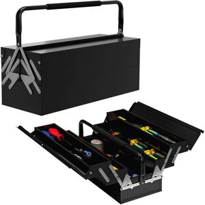 Metal Tool Box 3 Tier 5 Tray Professional Portable Storage Cabinet Workshop Cantilever Toolbox with Carry Handle,Black 56cmx20cmx34cm - Durhand Metal Tool Box 3 Tier 5 Tray Professional Portable Storage Cabinet Workshop Cantilever Toolbox with Carry Handle,Black 56cmx20cmx34cm - Durhand