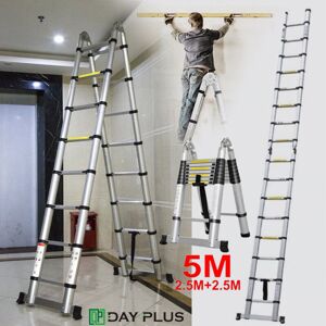 DAYPLUS EN131 5M Telescoping Folding Ladder Aluminum Telescopic Extension Collapsable DAYPLUS EN131 5M Telescoping Folding Ladder Aluminum Telescopic Extension Collapsable