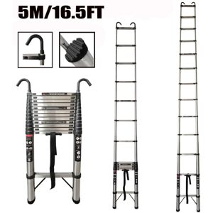 Dayplus - EN131 Telescopic Ladder 5M/16.5FT Multi-Purpose Folding with 2 Detachable Hooks Dayplus - EN131 Telescopic Ladder 5M/16.5FT Multi-Purpose Folding with 2 Detachable Hooks