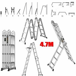 DAYPLUS Heavy Duty 4.7M Multi Function 14 in 1 Aluminium Folding Ladder with 1 Tool Tray DAYPLUS Heavy Duty 4.7M Multi Function 14 in 1 Aluminium Folding Ladder with 1 Tool Tray