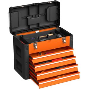 Homcom - 4 Drawers Large Tool Box, Steel Toolbox with Handle, Orange Homcom - 4 Drawers Large Tool Box, Steel Toolbox with Handle, Orange