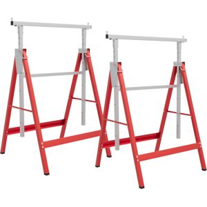 HOMCOM Set Of 2 Steel Saw Horses Telescopic Builders Work Bench Folding HOMCOM Set Of 2 Steel Saw Horses Telescopic Builders Work Bench Folding