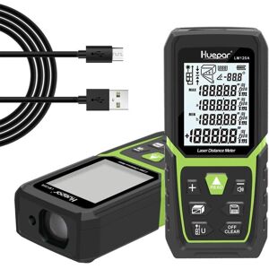Huepar - Laser Distance Meter 393Ft with Li-ion Battery & Electric Angle Sensor, Backlit lcd Laser Measure M/In/Ft with High Accuracy Huepar - Laser Distance Meter 393Ft with Li-ion Battery & Electric Angle Sensor, Backlit lcd Laser Measure M/In/Ft with High Accuracy
