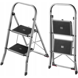 KADAX aluminum ladder with a load capacity of up to 150kg, with non-slip legs, 2 steps KADAX aluminum ladder with a load capacity of up to 150kg, with non-slip legs, 2 steps